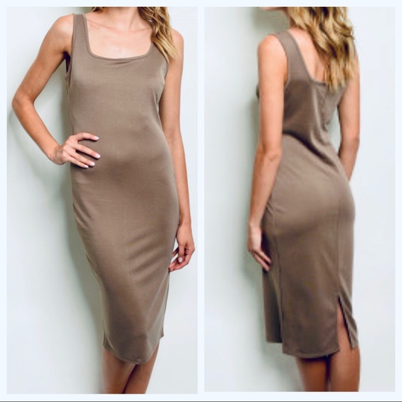 MOCHA MIDI TANK BODYCOM DRESS - Picture 4 of 9